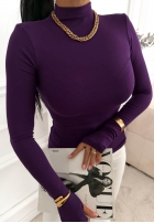 Bluză z longsleeve z półgolfem First Of All ciocolatie