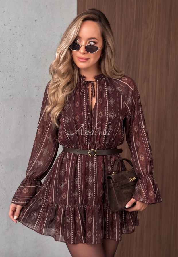 Rochie mini cu imprimeu și volănașe True Romance
