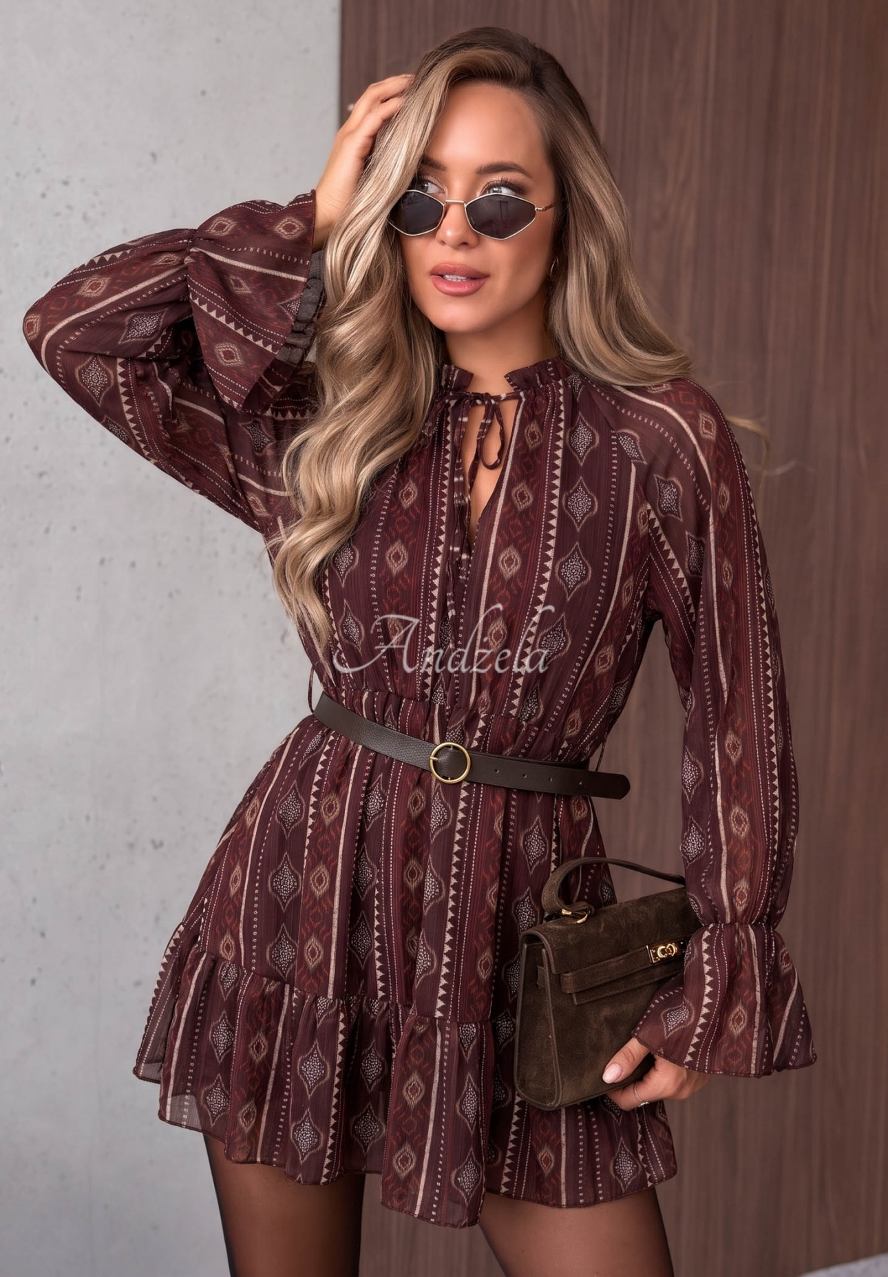 Rochie mini cu imprimeu și volănașe True Romance