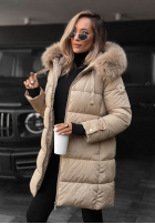 Długa pikowana Geacă z futerkiem Winter Sunday negru