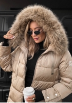 Długa pikowana Geacă z futerkiem Winter Sunday negru