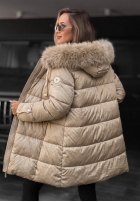 Długa pikowana Geacă z futerkiem Winter Sunday negru