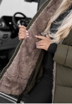 Długa pikowana Geacă z kapturem i paskiem Cold Theory ciocolatie