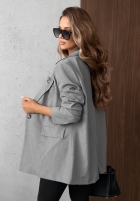 Elegancka Sacou z kołnierzem Timeless Poise jasnoszara