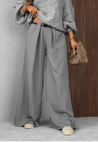 Eleganckie Pantaloni wide leg z zakładkami Timeless Poise jasnoszare