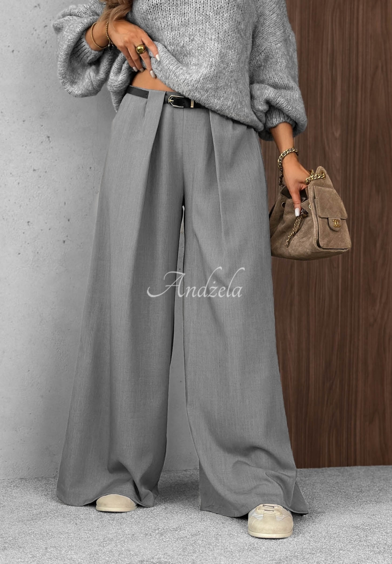 Pantaloni eleganți wide leg cu pliuri Timeless Poise