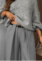 Eleganckie Pantaloni wide leg z zakładkami Timeless Poise jasnoszare