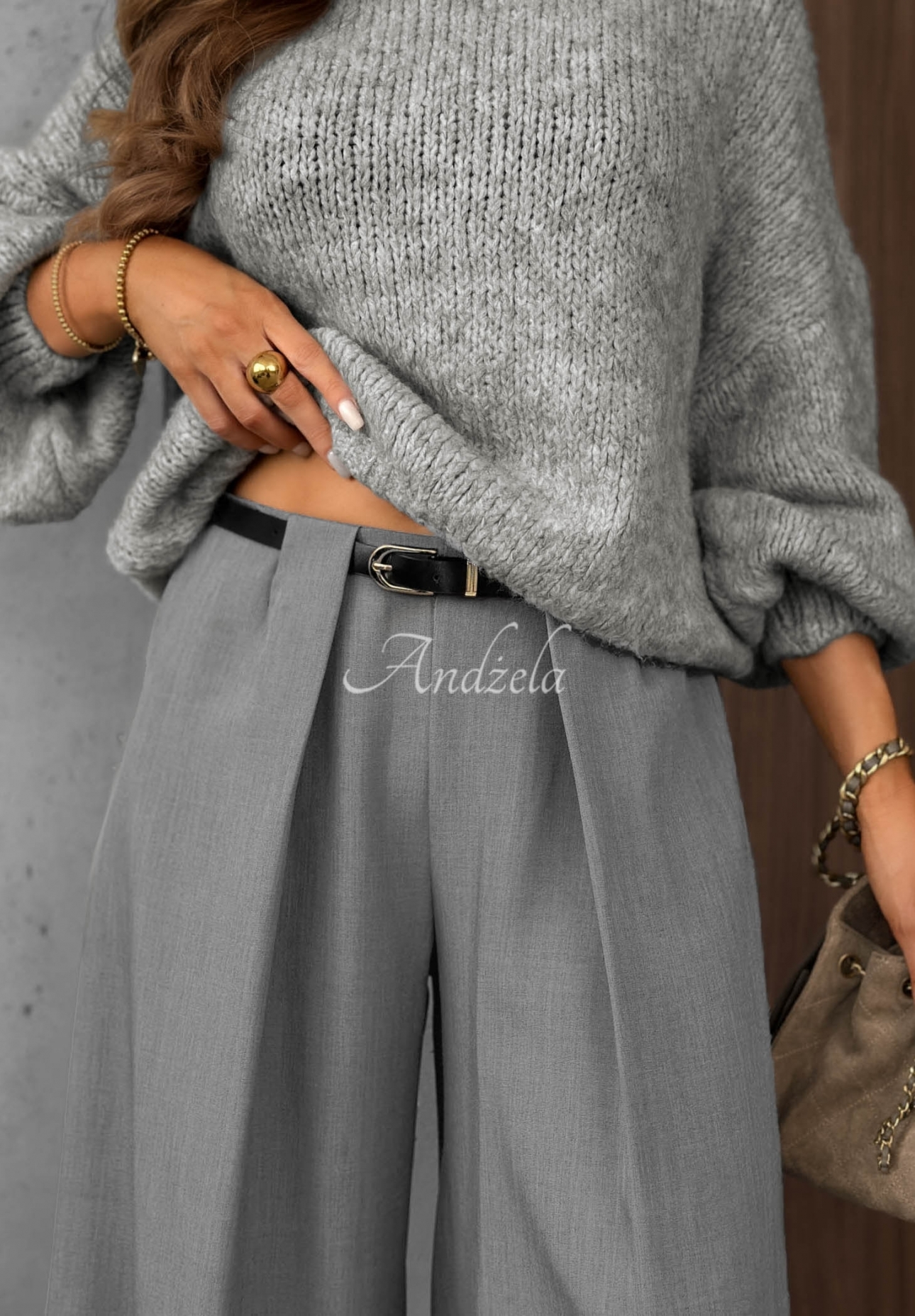 Pantaloni eleganți wide leg cu pliuri Timeless Poise