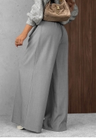 Eleganckie Pantaloni wide leg z zakładkami Timeless Poise jasnoszare