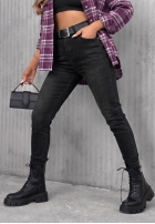 Pantaloni din denim z paskiem On My Way negre