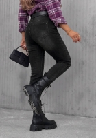 Pantaloni din denim z paskiem On My Way negre