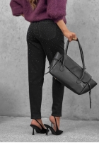 Pantaloni din denim mom fit z kryształkami Glitter Affair negre