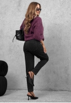 Pantaloni din denim mom fit z kryształkami Glitter Affair negre