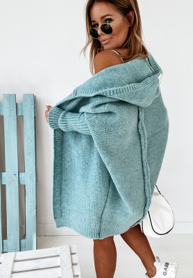 Cardigan lung oversize cu glugă, cu lână Montevista